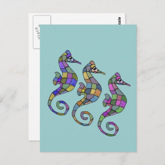 De Seahorse Rainbow Briefkaart (Voorkant / Achterkant)
