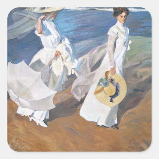 De Seashore, Joaquín Sorolla Vierkante Sticker (Voorkant)