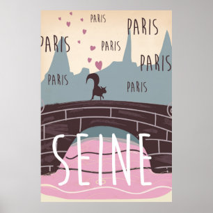 De Seine, Parijs, frankrijk poster van het vintage