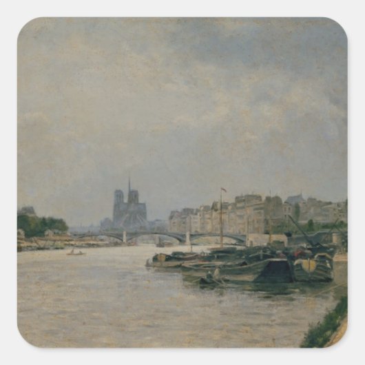 De Seine van de Quai de la Rapee Vierkante Sticker (Voorkant)