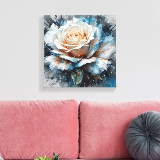 De sereniteit van wit en blauw canvas afdruk (Insitu (Woonkamer))