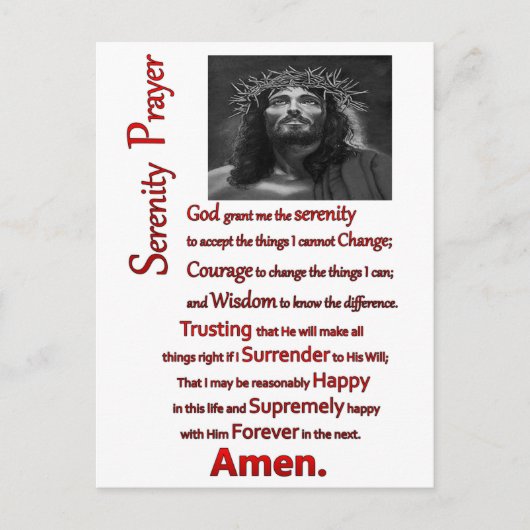 De Serenity Prayer Red Briefkaart (Voorkant)