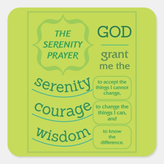 De Serenity Prayer Vierkante Sticker (Voorkant)