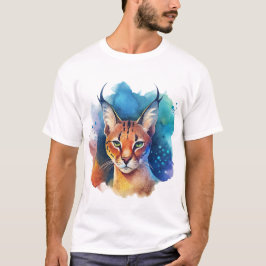 De Serval Cat kleurrijke splash T-shirt