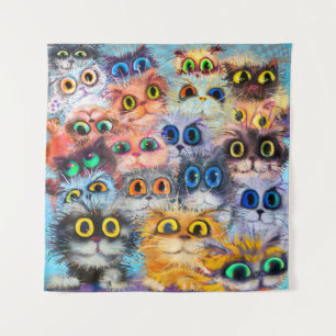 De set katten portretkunst, portret, dier, abstr wandkleed