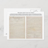 De Sherman Antitrust Act 2 juli 1890 Briefkaart (Voorkant / Achterkant)