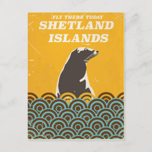 De Shetlandeilanden vintage reisposter Briefkaart