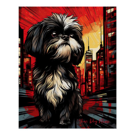 De Shih Tzu hond, rood en zwart 003 - Ulises Dalla Perfect Poster (Voorkant)