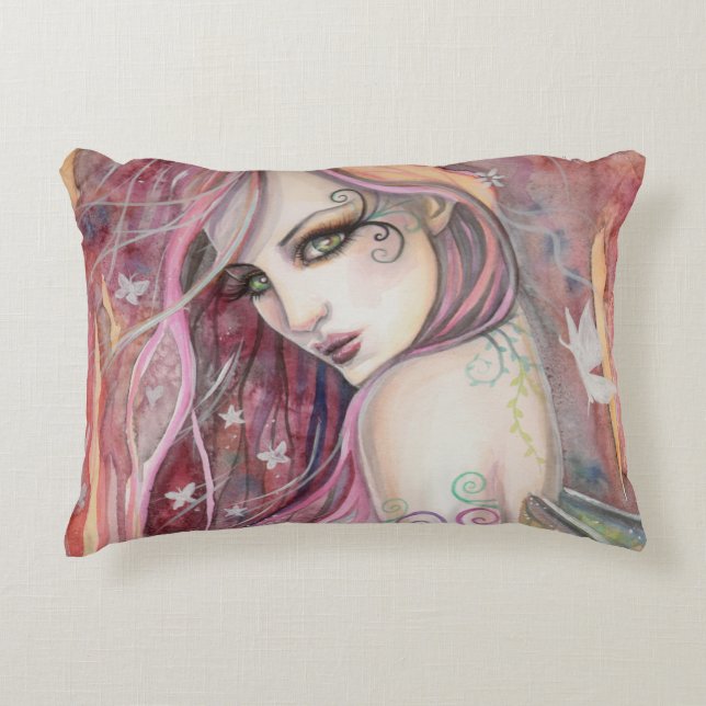 De Shy Flirt Fairy Modern Fantasy Art Accent Kussen (Voorkant)