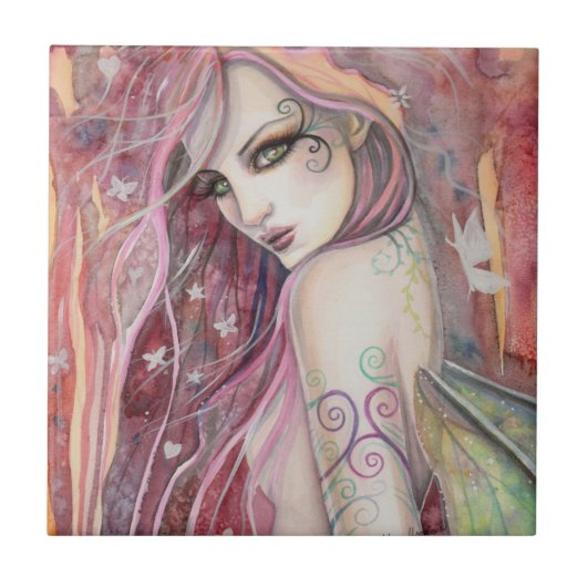De Shy Flirt Modern Fairy Fantasy Art Tegeltje (Voorkant)