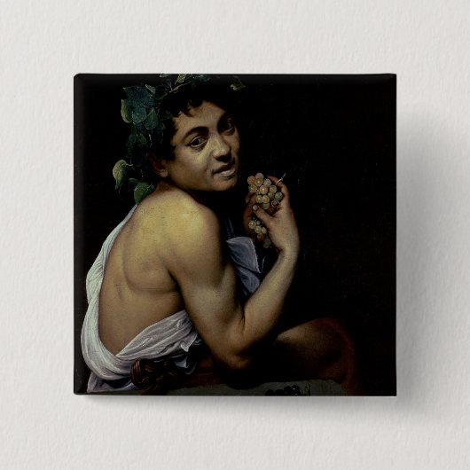 De Sick Bacchus, 1591 Vierkante Button 5,1 Cm (Voorkant)
