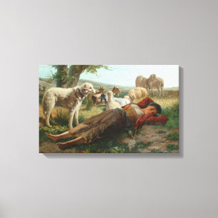 De Siesta van het geitenhoedstermeisje (door Carlo Canvas Afdruk