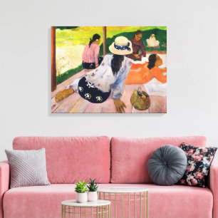 De siësta van Paul Gauguin, een stille levensscène Canvas Afdruk