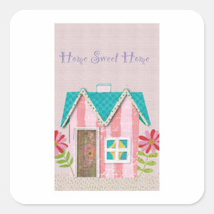 De Signature Whimsy (Roze & Turkoois) Vierkante Sticker