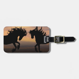 De Silhouetten van het paard bij Zonsondergang Bagagelabel