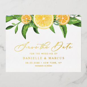 De Sinaasappels van de waterverf en de Zomer van L Folie Uitnodiging Briefkaart