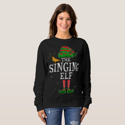 De Singing Elf Matching Family Kerstzanger F Trui (Voorkant volledig)