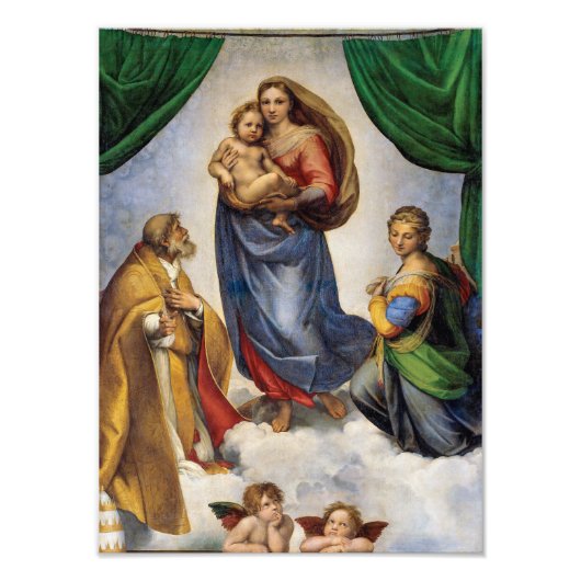 De Sistine Madonna | Raphael | Foto Afdruk (Voorkant)