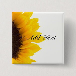 De sjabloon van de zonnebloem vierkante button 5,1 cm