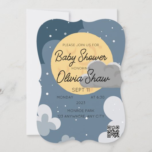 De Sjabloon van het Baby shower van de QR-code van Kaart (Voorkant)