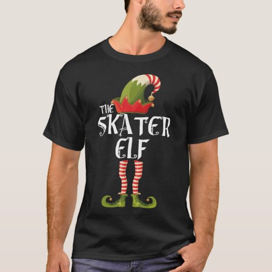 de " skater elf " - plank bij kerstmis t-shirt (Voorkant)