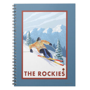 De Skiër van de Sneeuw van Downhhill - Rockies Notitieboek
