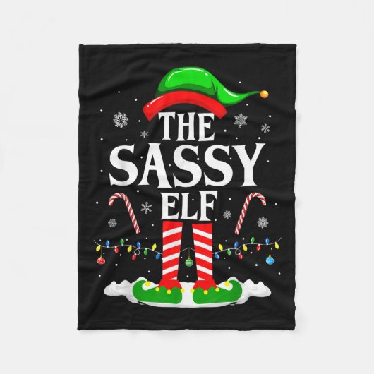 De Sky Elf Xmas Grappig Matching Familie Groep Chr Fleece Deken (Voorkant)