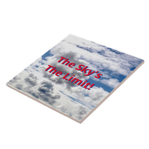 "DE SKY IS DE GRENS!" CLOUDS EN SKY CERAMIC TILE TEGELTJE