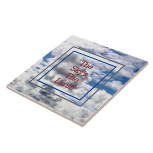 "DE SKY IS DE GRENS!" CLOUDS EN SKY CERAMIC TILE TEGELTJE