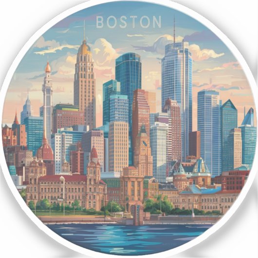 De skyline van Boston, Boston Ma Us Sticker (Voorkant)