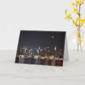 De skyline van de nachtstad met Eclipse Wenskaart Kaart (Gele Bloem)