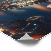 De skyline van de stad bij Night Wall poster (Hoek)