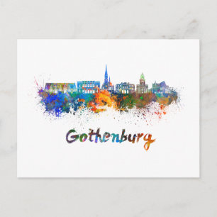 De skyline van Göteborg in waterverf Briefkaart