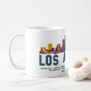 De skyline van Los Angeles. Gebiedsnamen en coördi Koffiemok
