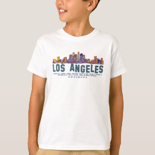 De skyline van Los Angeles. Gebiedsnamen en coördi T-shirt