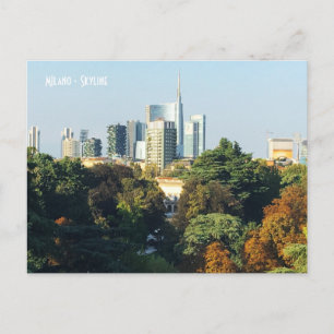 De skyline van Milaan van de terras Triennale - It Briefkaart