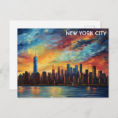 De skyline van New York Waterverf Sunset Briefkaart (Voorkant / Achterkant)