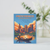 De skyline van Providence en de zonsondergang Briefkaart (Staand voorkant)