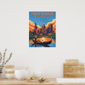 De skyline van Providence en de zonsondergang Poster (Keuken)