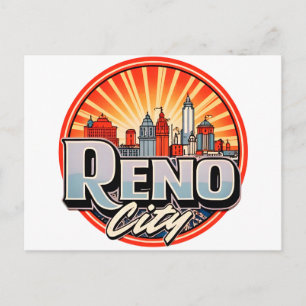 De skyline van Reno City Nevada Briefkaart