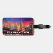 De skyline van San Francisco Abstracte kunst Bagagelabel (Achterkant horizontaal)