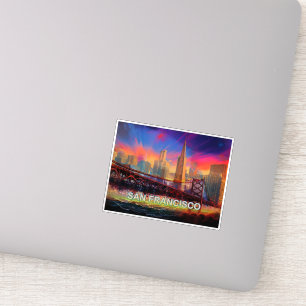 De skyline van San Francisco Abstracte kunst Sticker