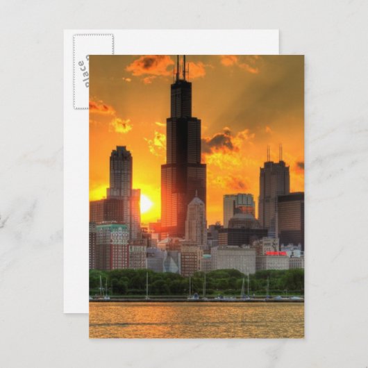 De skyline van uitzicht of Chicago vanaf Adler Briefkaart (Voorkant / Achterkant)