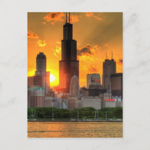 De skyline van uitzicht of Chicago vanaf Adler Briefkaart