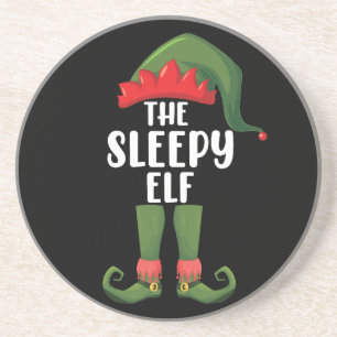 De Slaap Elf Familie Matching Groep Kerstmis Zandsteen Onderzetter