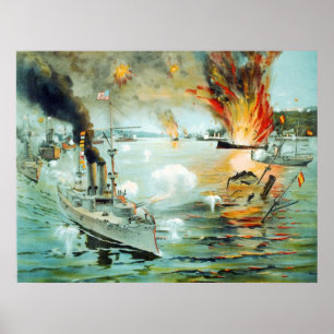 De slag om de Spaanse Amerikaanse oorlog in Manill Poster