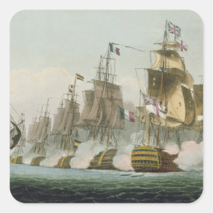 De slag om Trafalgar, 21 oktober 1805, Engrav Vierkante Sticker