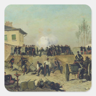 De slag om Villejuif, Siege of Paris, 1870 Vierkante Sticker