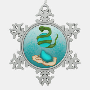 De slang tin sneeuwvlok ornament