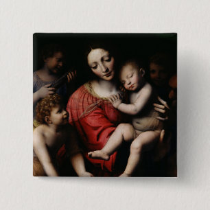 De slapende Jezus Vierkante Button 5,1 Cm